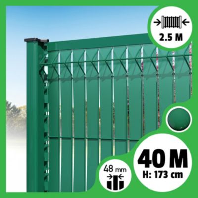 Kit 40m occultation lattes aluminium pour panneau rigide maille 55 - H 1m73 x 2m50 Vert
