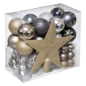 Kit 44 Pièces Déco de Noël "Bois" 24cm Argent