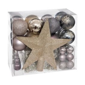 Kit 44 Pièces Déco Noël "Manoir" 24cm Gris