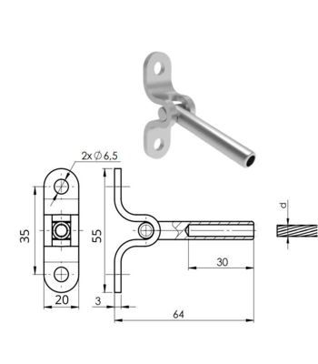 Kit 4m cable inox A4 4mm serti articule + tendeur articule inox