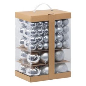 Kit 60 boules de Noël "La Maison des couleurs" 9cm Argent