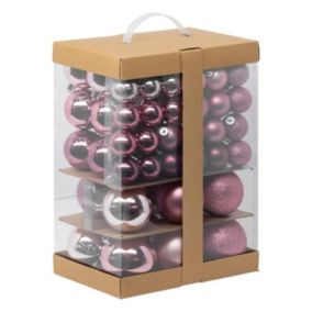 Kit 60 boules de Noël "La Maison des couleurs" 9cm Rose