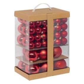 Kit 60 boules de Noël "La Maison des couleurs" 9cm Rouge