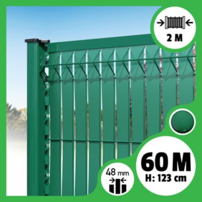 Kit 60m occultation lattes aluminium pour panneau rigide maille 55 - H 1m23 x 2m Vert