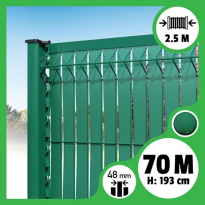 Kit 70m occultation lattes aluminium pour panneau rigide maille 55 - H 1m93 x 2m50 Vert