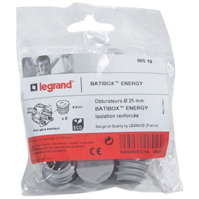 Kit 8 obturateurs Legrand Energy ø25 mm
