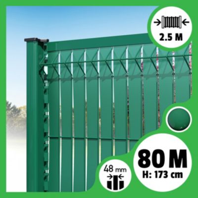 Kit 80m occultation lattes aluminium pour panneau rigide maille 55 - H 1m73 x 2m50 Vert