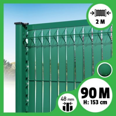 Kit 90m occultation lattes aluminium pour panneau rigide maille 55 - H 1m53 x 2m Vert