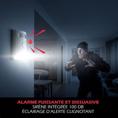 Kit Alarme autonome détection de mouvement Eclairage alerte intégré détecteur ouverture x3 et télécommande x2