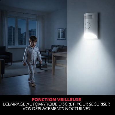 Kit Alarme autonome détection de mouvement Eclairage alerte intégré détecteur ouverture x3 et télécommande x2