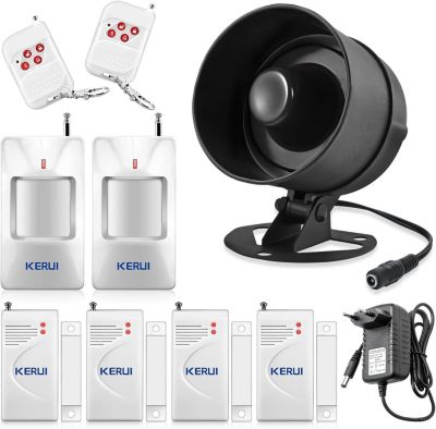 Kit Alarme Maison sans Fil 115dB avec Sirene 4 Detecteurs Ouverture 2 Telecommandes et 2 Capteurs de Mouvement neuf