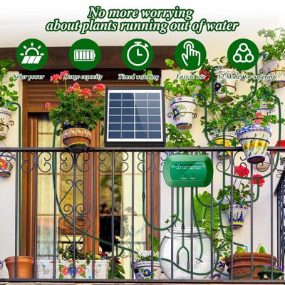 Kit Arrosage Automatique Solaire Pour Jardin – Système Goutte-à-Goutte Éco Avec Panneau Solaire, 15m Tuyau, 12 Modes Minuterie, Idéal Balcon & Plantes Extérieur