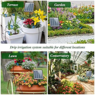 Kit Arrosage Automatique Solaire - Goutte à Goutte Avec Minuterie Et Tuyau 15m - Pour Jardin/Balcon