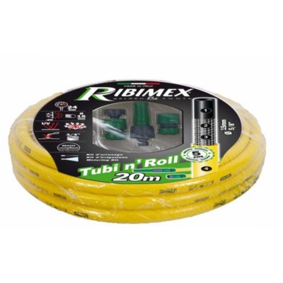 Kit arrosage tuyau antivrille 20m diam 15mm raccords et lance