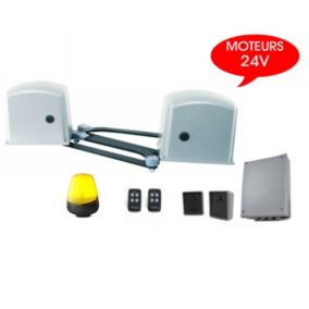 KIT - Automatisme portail battants - syst bras articules - 24V - AVEC batt secours - 200Kg - 2 Metres - MYHOOK24 by PROTECO - 1500