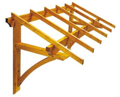 Kit auvent bois Medicis porte d'entrée 205 x 120 cm