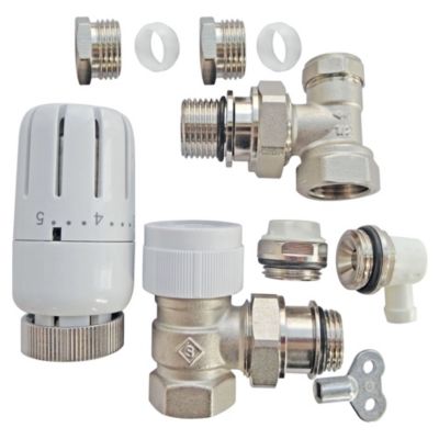 Kit avec tête thermostatique T301 équerre universel complet D14  - Somatherm For You