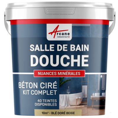 KIT BÉTON CIRÉ - MURS SALLE DE BAINS DOUCHE ITALIENNE Blé Doré Beige - 10 m² (en 2 couches) - ARCANE INDUSTRIES