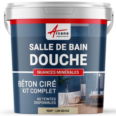 KIT BÉTON CIRÉ - MURS SALLE DE BAINS DOUCHE ITALIENNE Lin Beige - 10 m² (en 2 couches) - ARCANE INDUSTRIES