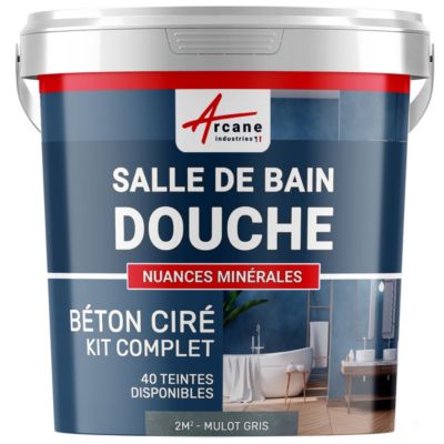 KIT BÉTON CIRÉ - MURS SALLE DE BAINS DOUCHE ITALIENNE Mulot Gris - 2 m² (en 2 couches) - ARCANE INDUSTRIES