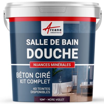 KIT BÉTON CIRÉ - MURS SALLE DE BAINS DOUCHE ITALIENNE Mure Violet - 10 ...