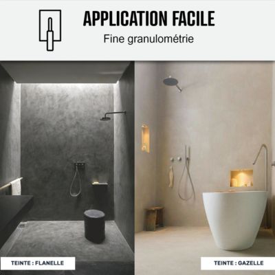 KIT BÉTON CIRÉ - MURS SALLE DE BAINS DOUCHE ITALIENNE Titane Gris Clair - 5 m² (en 2 couches) - ARCANE INDUSTRIES