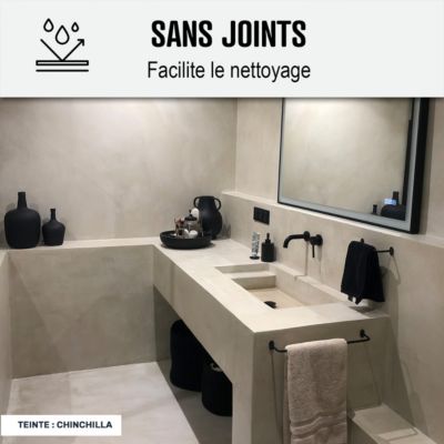 KIT BÉTON CIRÉ - MURS SALLE DE BAINS DOUCHE ITALIENNE Titane Gris Clair - 5 m² (en 2 couches) - ARCANE INDUSTRIES