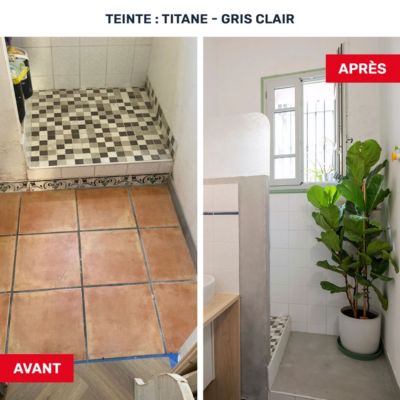 KIT BÉTON CIRÉ - MURS SALLE DE BAINS DOUCHE ITALIENNE Titane Gris Clair - 5 m² (en 2 couches) - ARCANE INDUSTRIES