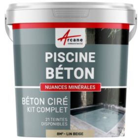 Kit Béton Ciré Piscine Béton - Rénovation et Etanchéité Lin Beige - 8 m² - ARCANE INDUSTRIES