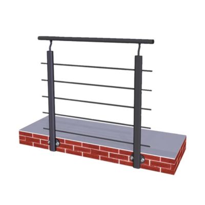 Kit Balustrade 1ml garde-corps avec 5 barreaux fixation latérale en aluminium noir mat SANILAND