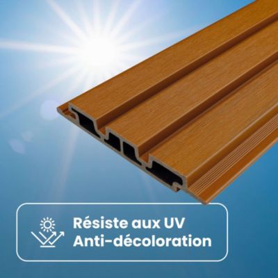 Kit Bardage Composite MEZZO Moka - Superficie : 5m² - Dimension des lames : 220x17,8x2,3 cm - Aspect mat