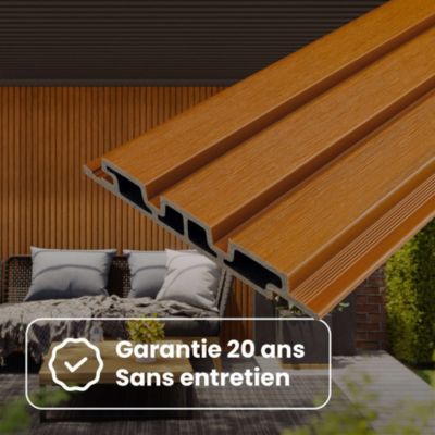 Kit Bardage Composite MEZZO Moka - Superficie : 5m² - Dimension des lames : 220x17,8x2,3 cm - Aspect mat