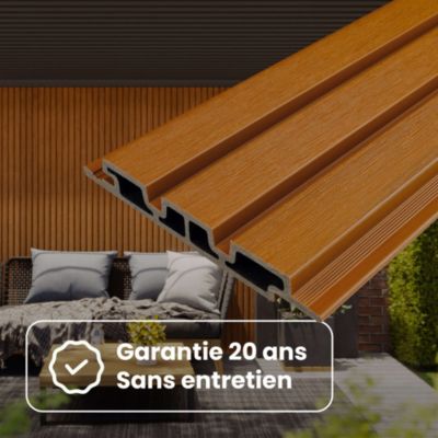 Kit Bardage Composite MEZZO Moka - Superficie : 5m² - Dimension des lames : 220x17,8x2,3 cm - Aspect mat