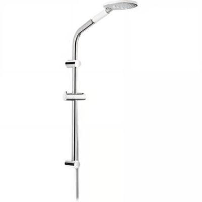 Kit barre de douche chrome et blanc avec support pour douchette et support haut SANINDUSA Pro-jet chrome et blanc