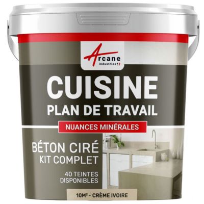 KIT BETON CIRE CUISINE ET PLAN DE TRAVAIL Crème Ivoire - 10 m² (en 2 couches) - ARCANE INDUSTRIES