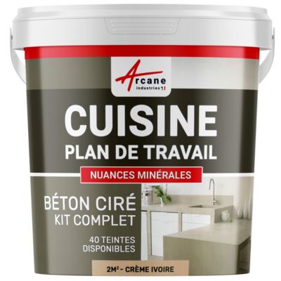 KIT BETON CIRE CUISINE ET PLAN DE TRAVAIL Crème Ivoire - 2 m² (en 2 couches) - ARCANE INDUSTRIES