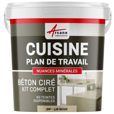 KIT BETON CIRE CUISINE ET PLAN DE TRAVAIL Lin Beige - 2 m² (en 2 couches) - ARCANE INDUSTRIES
