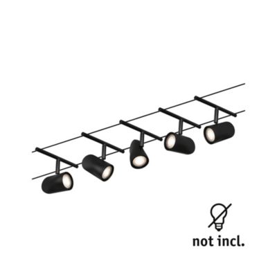 Kit cable wire LED système cup IP20 5x10W GU5,3 L.100 x l.10 x H.12,4 cm Paulmann noir dépoli