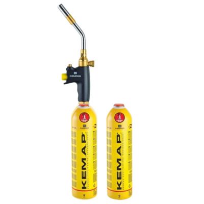 Kit Chalumeau à Gaz 2 Bouteilles Propane KEMAP PRO 750ml 2400-C, Soudobrasage, Plomberie, Mallette de Transport KEMPER