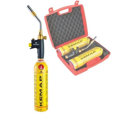 Kit Chalumeau à Gaz 2 Bouteilles Propane KEMAP PRO 750ml 2400-C, Soudobrasage, Plomberie, Mallette de Transport KEMPER