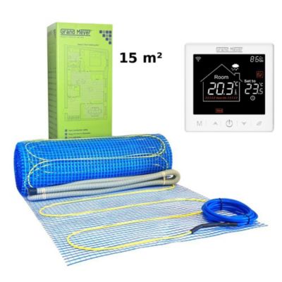 Kit chauffage au sol 15 m², 170 W/m² + SN-10 thermostat Wi-Fi programmable