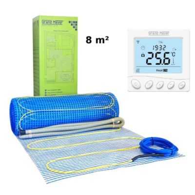 Kit chauffage au sol 8 m², 170 W/m² + W350 thermostat Wi-Fi programmable