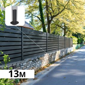 Kit Clôture Aluminium Ajourée sur Muret OLINDA Anthracite 12,85x1,8m - Lames ajourées 21x100x1780 mm - Brise Vue - Palissade
