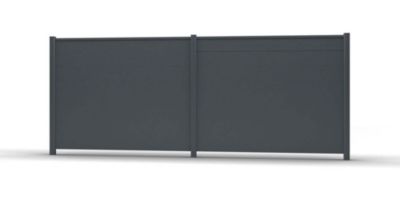 Kit clôture aluminium Gris anthracite - Hauteur 140 cm - Long 8 m - lames pleines - poteaux à sceller