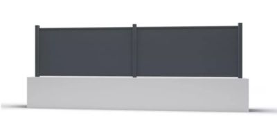 Kit clôture aluminium Gris anthracite - Hauteur 140cm - Longueur 12m - lames pleines - Fixation sur platine