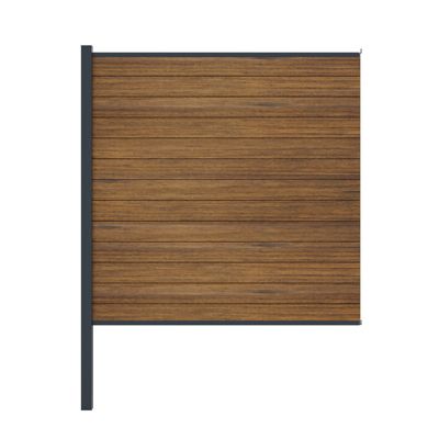 Kit clôture bois et aluminium - lames thermofrêne et poteau anthracite à sceller 2 entrées 1,8m Modula KORDO