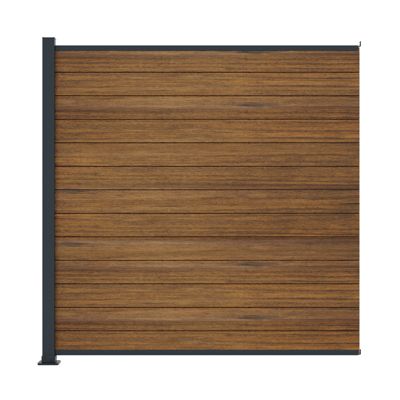 Kit clôture bois et aluminium - lames thermofrêne et poteau anthracite à visser 2 entrées 1,8m Modula KORDO