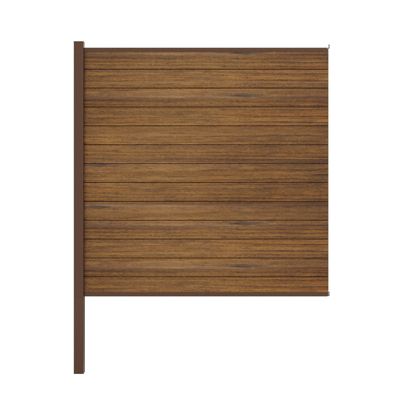 Kit clôture bois et aluminium - lames thermofrêne et poteau brun à sceller 2 entrées 1,8m Modula KORDO