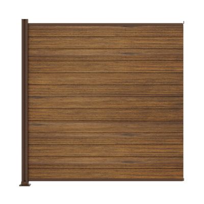 Kit clôture bois et aluminium - lames thermofrêne et poteau brun à visser 3 entrées 1,8m Modula KORDO