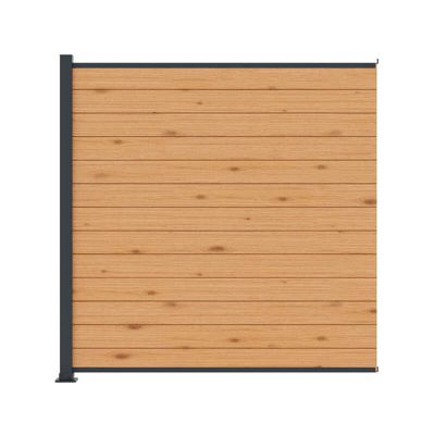 Kit clôture bois et aluminium - lames thermopin et poteau anthracite à visser 2 entrées 1,8m Modula KORDO